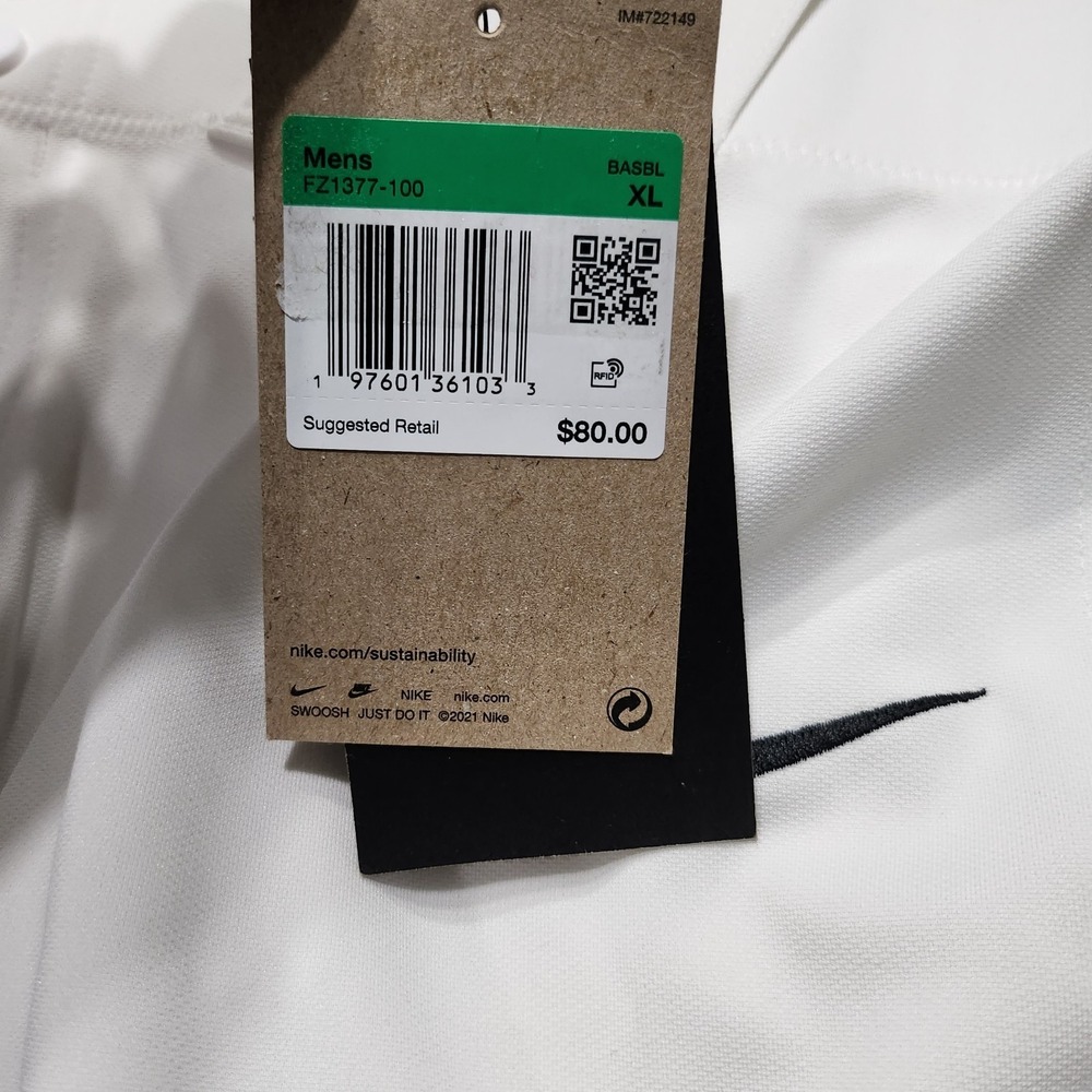 Mens Size XL Baseball Pants Vapor Premier Dri Fit ADV Swoosh White FZ1377-100 - Picture 2 of 5